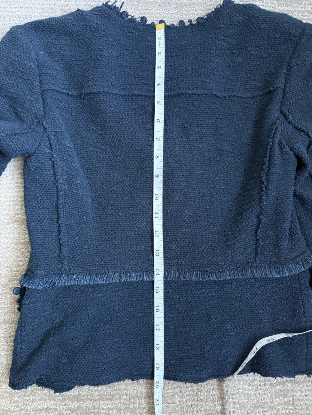 Rebecca Taylor Navy Jacket Size 0 Boucle with Fringe Trim - Picture 11 of 11